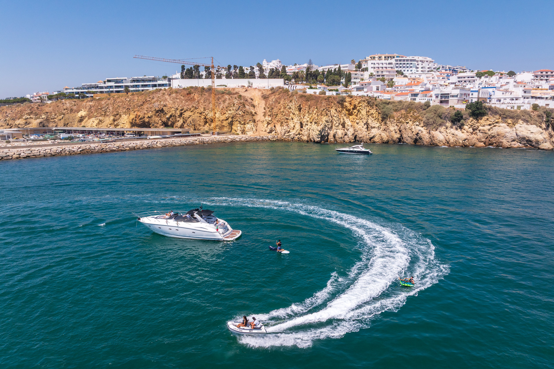 Professional yacht crew in action