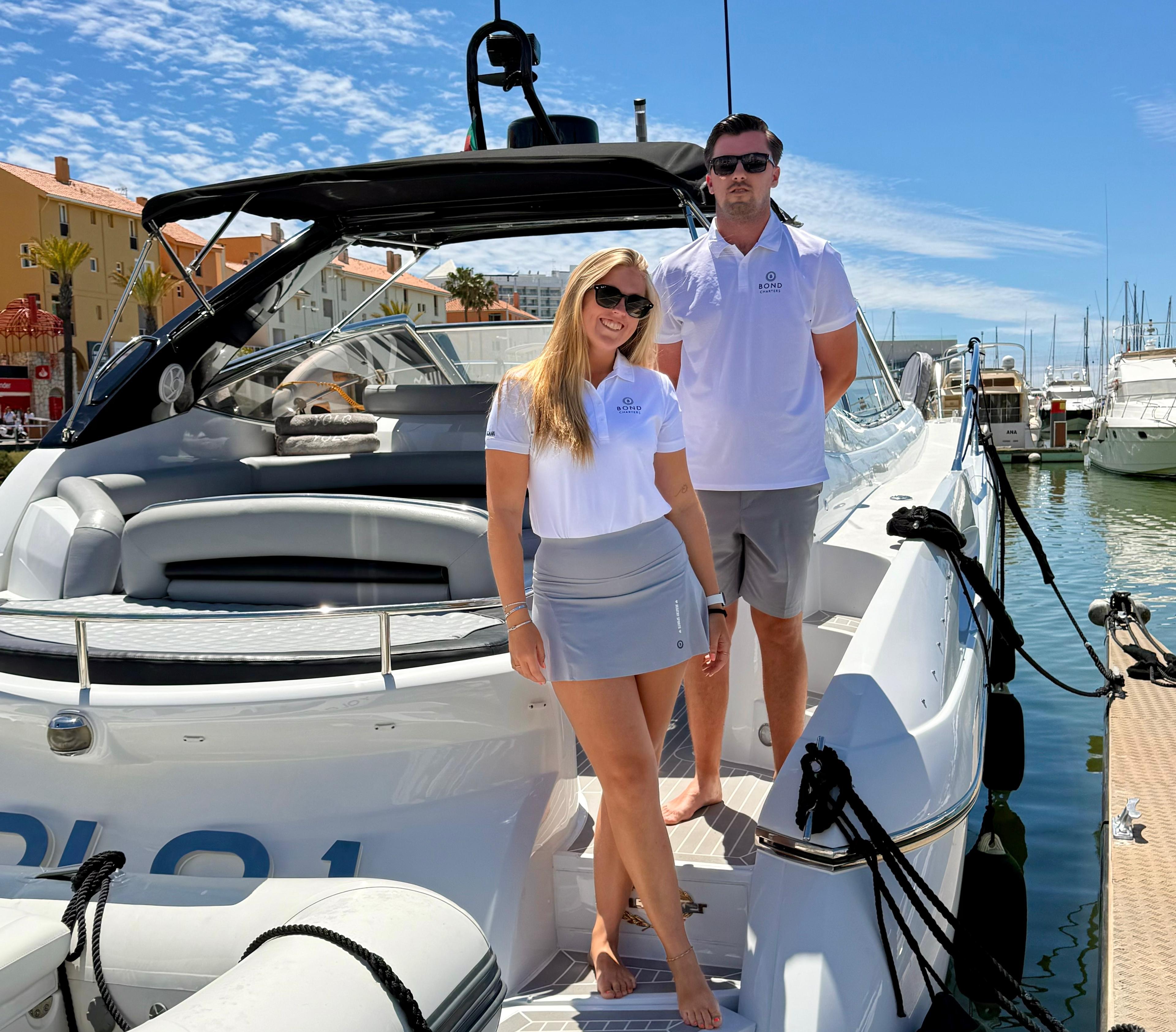 Professional yacht crew in action